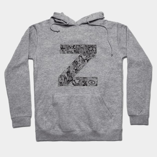 Floral Letter Z Hoodie by HayleyLaurenDesign